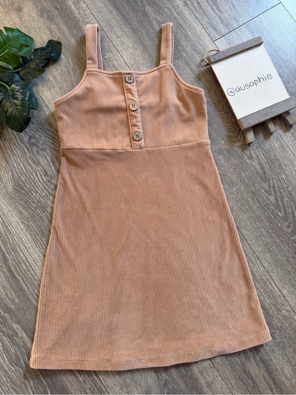Lily Bleu Kids Corduroy Layering Jumper Dress in a Peachy Tan. Size 6X